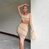 Mirror Magic Mesh Stripes Printed Two-Piece Set